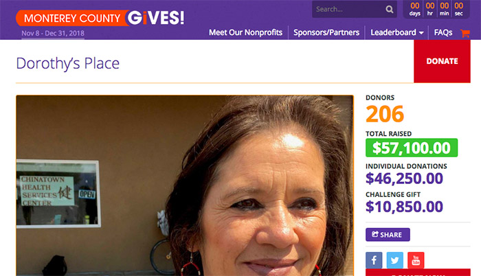 Screenshot of Fundraising campaign for Dorothy's Place